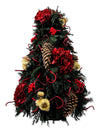 Arbolito de Navidad Rojo 60cm - Follajes Preservados, Berries y Hortensias