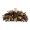 Centro de Mesa Navideño Alargado Beige con 1 Vela 60cm - Follajes Preservados, Canela y Nueces